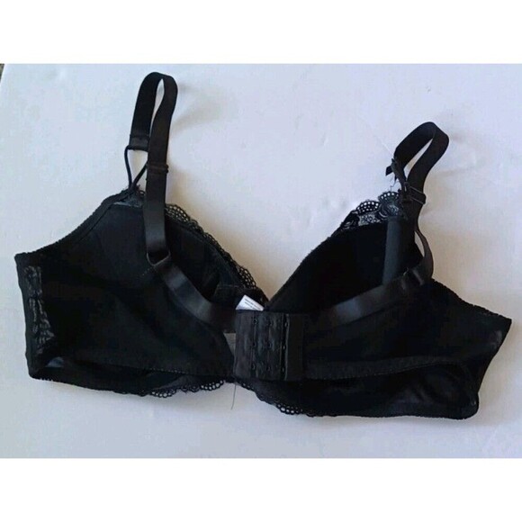 Body Form Bra Sz 40D Black Floral Lace Overlay Mesh Band Underwire Full Coverage - Picture 3 of 6